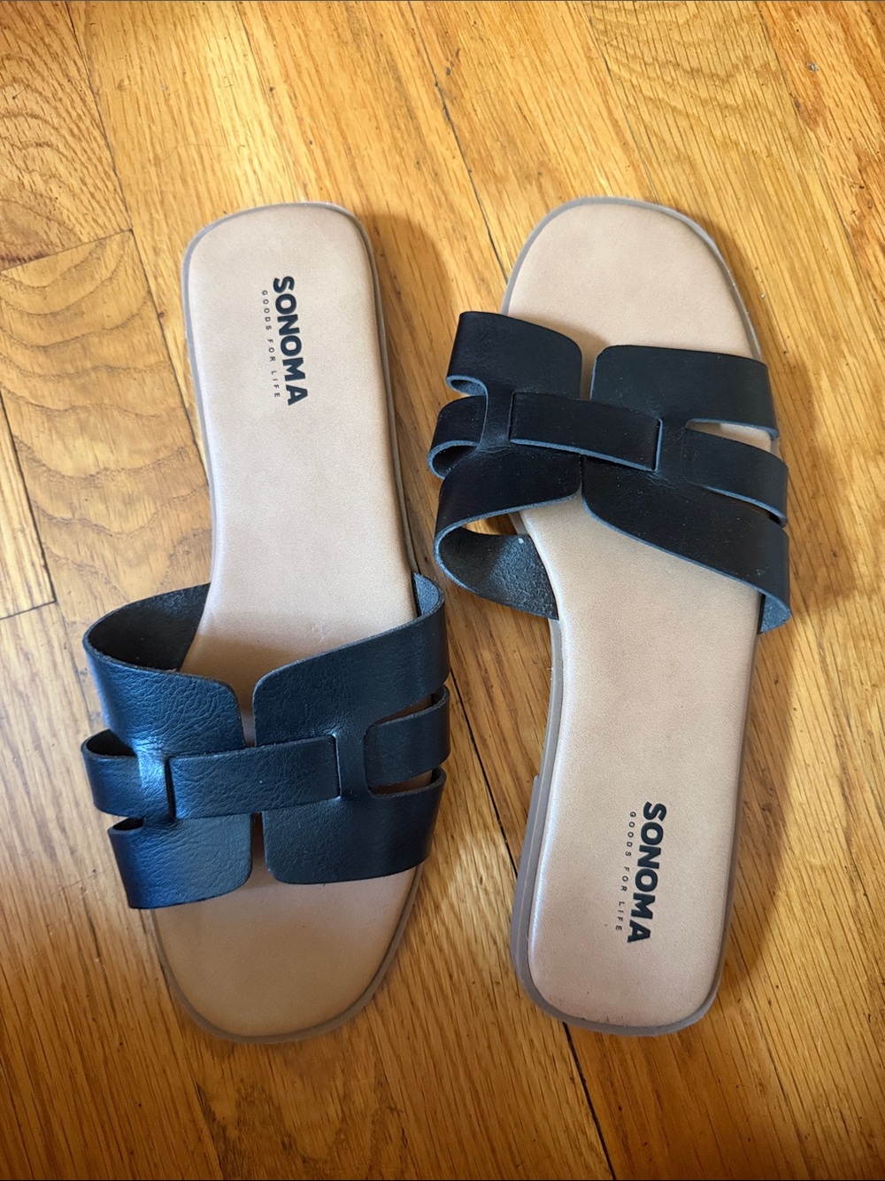 SONOMA Black Slide Sandals with Interwoven Straps